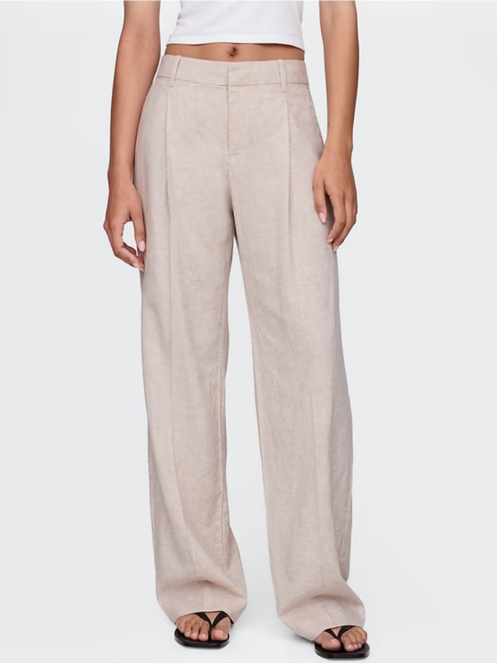 GAP 365 Low Rise Linen-Blend Trousers in Flax Beige
